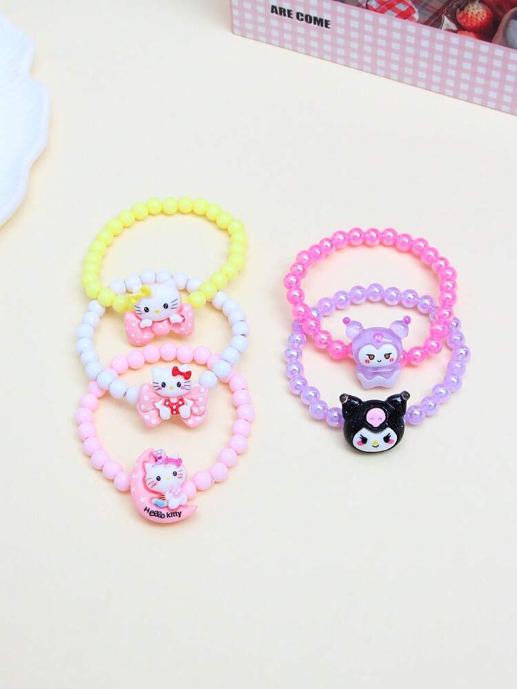 3 件套 Sanrio 人物串珠手链，适合女孩，包括 My Melody、Kuromi、Cinnamoroll、Pompompurin，适合女孩、闺蜜、日常、学校、生日礼物 - 彩色 - 查看 6