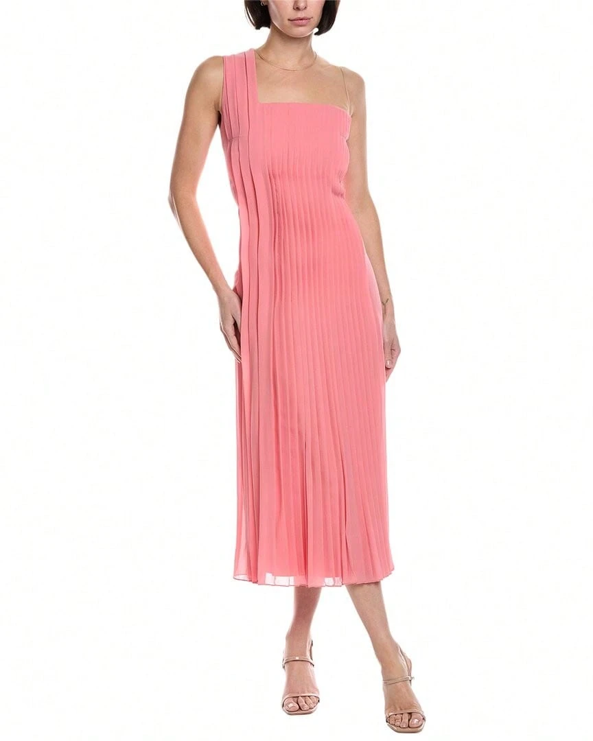 Akris Illusion One-Shoulder Silk Midi Dress - Hồng - Xem 1
