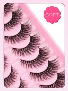 10 Pairs Faux Mink False Eyelashes, D Curl Clear Band Fluffy Volume Lashes, Cross Design & Reusable Eyelashes, Beginner-Friendly & Easy To Apply, Travel Essential For On-The-Go Makeup, Valentine's Day Gift For Her, Perfect For Daily Look, Date Night & Party, Great Gift For Women & Beauty Enthusiasts - Cat Eye Lashes - View 3