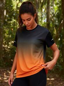 2026 Nouveau T-shirt court imprimé pour femmes, tee-shirt décontracté pour sports de plein air, col rond confortable à manches courtes pour l'été - Orange - Voir 3