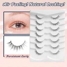 Natural Lashes Wispy Eyelashes Natural Look Short Lashes Pack 12mm Eyelashes C Curl False Lashes Thinner Band 3D Volume Fake Eyelashes 7 Pair Siligli - ColorL - 查看 4