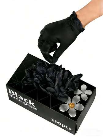 4/50/100 Pcs/Pack Thick Disposable Nitrile Gloves, Multicolor, No Box, Suitable For Kitchen, Gardening, Bathroom Cleaning, Auto Repair, School Work, Party, Holiday Gift, Dishwashing, Cleaning, Beauty Salon, Hair Dyeing, Hotel, Waterproof, Laundry, Daily Housework Cleaning And DIY Resin Craft Tools, Latex And Powder Free