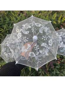 1pc Vintage Lace Umbrella To Create Dreamy Ambiance, Handmade Embroidered Decor Umbrella, Portable Mini Umbrella, Elegant Floral Golden Decor, Durable Photography Prop Suitable For Model Shoots - Multicolor - View 4