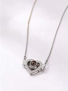 Angel Wing Heart Custom Photo Projection Necklace | Rhinestone-Embellished | Multi-Tone Options | Personalized Memory Jewelry | Ideal Gift For Valentine's Day Anniversary Daily Wear - Multicolor - View 7