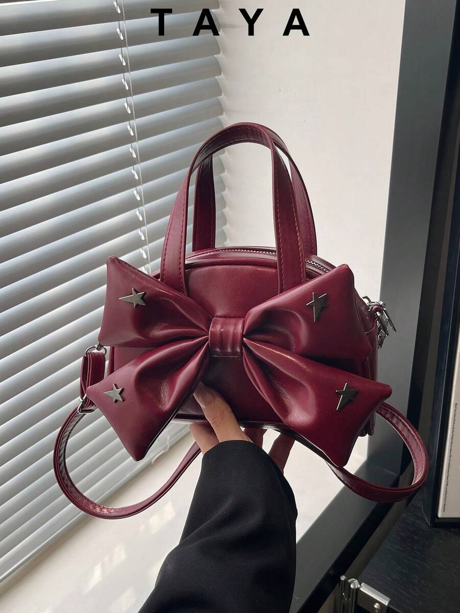 New Vintage Fashion Handbag, Zipper Closure, Lightweight Minimalist, Bow Decor, Adjustable Long Shoulder Strap, Small Capacity Crossbody Bag, Suitable For Women's Daily Life, Casual, Commute, Work, Vacation And Student Use