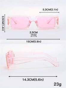 1 pieza/2 piezas/3 piezas Gafas de moda rosas Y2K con montura cuadrada, ideales para hombre y mujer, ideales para playa, verano y fiestas. Gafas de moda rosas ovaladas con montura pequeña, ideales para fiestas, conjuntos y regalos. - Multicolor - Ver 4