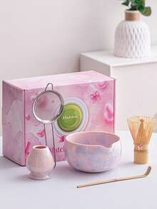 Bộ ấm trà Matcha Nhật Bản, màu hồng phấn, kiểu dáng nữ tính, men trong suốt, hộp quà tặng sang trọng, thích hợp làm quà tặng Giáng sinh, Ngày lễ tình nhân, Lễ Tạ ơn và các ngày lễ khác, quà tặng cho bạn gái, sinh nhật, sử dụng tại nhà và làm quà tặng. - Nhiều màu - Xem 10