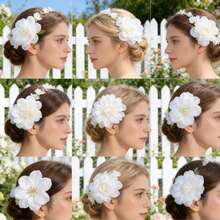 3D Printed Polyester Flower Hair Clips Summer Sweet DIY Artificial Floral Hair Ornaments Women Girls Daily Hair Accessories - 27309-hp-red - 查看 11