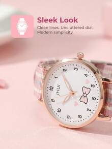 One Digital Youth Watch With A Cute Cartoon Girl Bow Pattern And A Canvas Strap, Suitable For The Back-To-School Season. - Multicolor - View 5