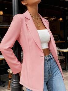 Elegant Women's Blazer, Simple And Professional Style, Suitable For Autumn And Winter, Spring And Autumn, Casual And Slim Fit, Suitable For Business Work. - Hồng - Xem 4