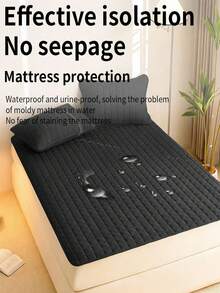 1 buah Pelindung Kasur Anti Bocor Tahan Air - Sprei Elastis Berlapis, Motif Kotak-kotak, Hipoalergenik, Dapat Dicuci dengan Mesin, Cocok untuk Kasur Ukuran Twin/Full/King - Cocok untuk Dewasa dan Lansia (Sarung Bantal Tidak Termasuk) - Keset tahan air - hitam - View 5