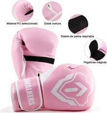 Guantes de Boxeo para Hombre y Mujer 8-18 oz -Guantes de Box con Protector Bucal MMA y Vendas y Bolsa de Almacenaje - Alta Absorción de Impactos para Entrenamiento, Sparring - Rosa - Ver 3