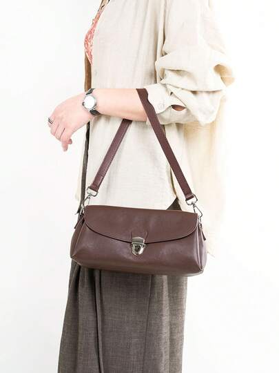 Retro-Chic Trendsetter: New Arrival Full-Grain Vegetable-Tanned Leather Women's Bag – Versatile Armpit, Crossbody & Shoulder Style