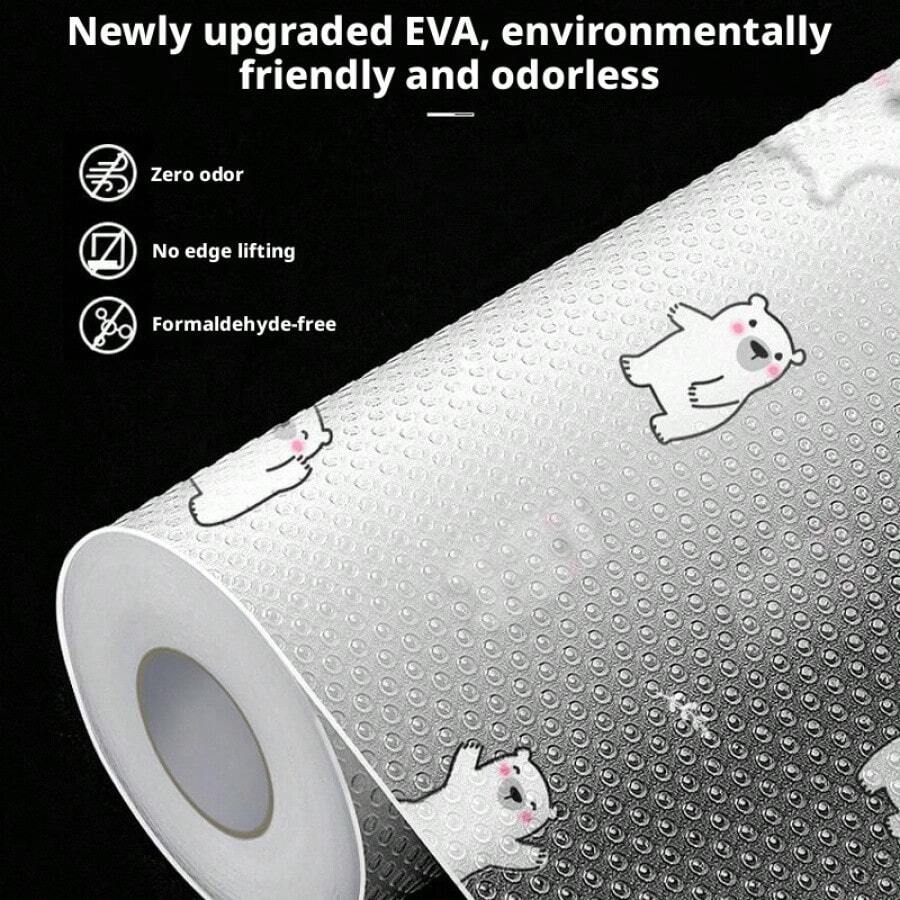 1pc Thick EVA Drawer Liner, 30/45cm Width X 100cm Length, Waterproof, Mildew-Proof, Oil-Proof, Suitable For Kitchen/Wardrobe/Cabinet,Cute Stuff - Happy Bear Diamond Pattern - View 1