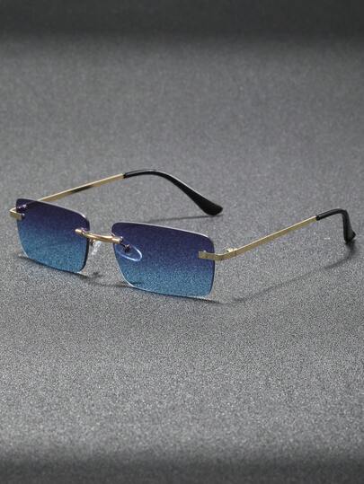 1pc Men Small Square Rimless Vintage Classy Aesthetic Street Style Classic Delicate Fashion Glasses For Street Snap Musical Festival Business Appointment Outfits Party Decoration