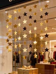 2件/1件 4米金色镜面星星花环 斋月装饰 家居开斋节派对装饰 伊斯兰穆斯林节日悬挂横幅用品 墙壁天花板装饰，金色星星花环 闪亮小星星纸质三角旗横幅 开斋节婚礼生日派对装饰 斋月节背景道具 婴儿房迎婴派对用品 - 彩色 - 查看 4