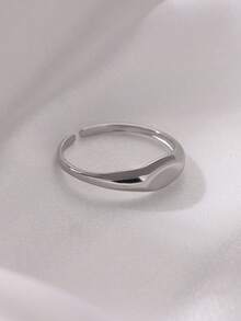 1 chiếc nhẫn nữ kiểu dáng tối giản hình bầu dục, chất liệu thép không gỉ mạ vàng, kiểu dáng hình học, trang sức cưới thanh lịch. - Vàng - Xem 8