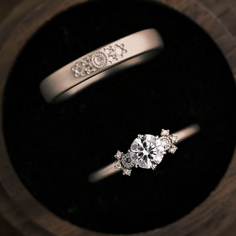 1pc Snowflake Stamp Ring, Versatile And Stylish, Suitable As A Couple Ring Or Index Finger Ring, Simple And Unique For Autumn And Winter - Silver - View 1