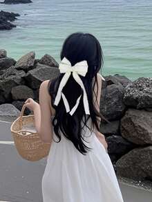 1个女士时尚蕾丝蝴蝶结发夹，甜美可爱的蝴蝶结发饰，适合日常通勤、节日聚会、生日派对、观光、摄影等各种场合。送给闺蜜的绝佳礼物。 - 彩色 - 查看 2