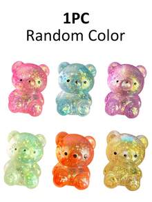 1个闪亮水晶玻璃熊，墨西哥钝口螈造型，柔软缓慢回弹，粘性减压玩具，旅行便携指尖挤压玩具，手感柔软，适合所有年龄段自闭症人士，理想的节日礼物，趣味可爱小玩意，生日礼物 - 彩色 - 查看 40