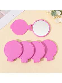 5/10/20/50/100pcs Foldable Portable Mini Round Makeup Mirror, Compact Wallet Size, For Women Travel & Daily Use, Mother's Day Gift (Black, White) - Hot Pink - View 7