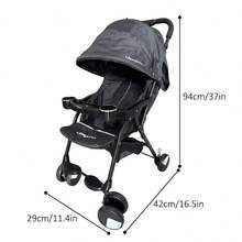 Baby Stroller For 0-24 Months With Sunshade, Lightweight And Portable, One-Button Quick Fold, Reclining Seat For Sitting Or Lying Down, Ideal For Boys And Girls, Daily Use And Outings - 黑色 - 查看 9