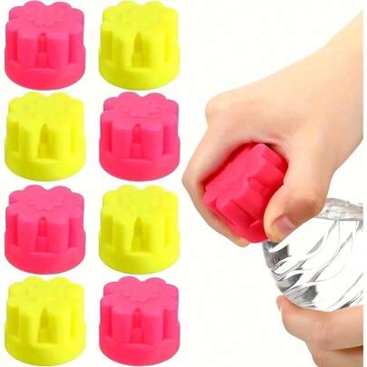 2 Packs Heavy-Duty Silicone Bottle Openers - Ergonomic Anti-Slip Grip & Lever Mechanism, Easy-Twist Lid Remover For Arthritis, Weak Hands & Seniors, Ideal For Kitchen & Travel (Pink & Yellow, Fits Water Bottles/Jars/Pots)