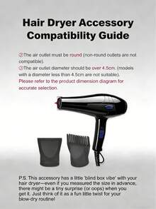 1 Set de Accesorios Actualizados para Boquilla de Secador de Pelo (Incluye Pinzas/) | Adecuado para Salida de Aire Redonda ≥4.5cm - Multicolor - Ver 4