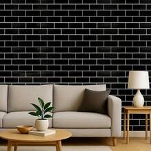 1 Roll Glossy Black Removable Vinyl Contact Paper, Easy To Install For Bedroom, Kitchen, Living Room, Dorm, Backsplash, Cabinet, Desk, Home Decor DIY Wall Sticker, 45CM*100CM/300CM/500CM - Black - View 6