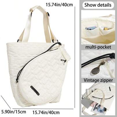 1 pieza Bolso de tenis/bádminton para mujer, bolso cruzado portátil, bolso deportivo duradero para actividades al aire libre, material de nailon ligero, resistente al agua