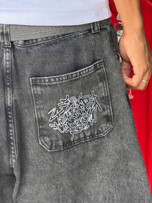 Bermuda Trip Side Baggy Recorte Estonada Bordado Jorts Skate street novidade lançamento promoção - Lavagem escura - Visão 5