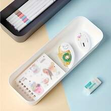 1/3/5/8pcs Japanese Minimalist Rectangular Drawer Divider Storage Boxes, Plastic Office Desk Makeup Organizer Boxes For Home, Kitchen, Bathroom, Desk Organization - Multicolor - View 4