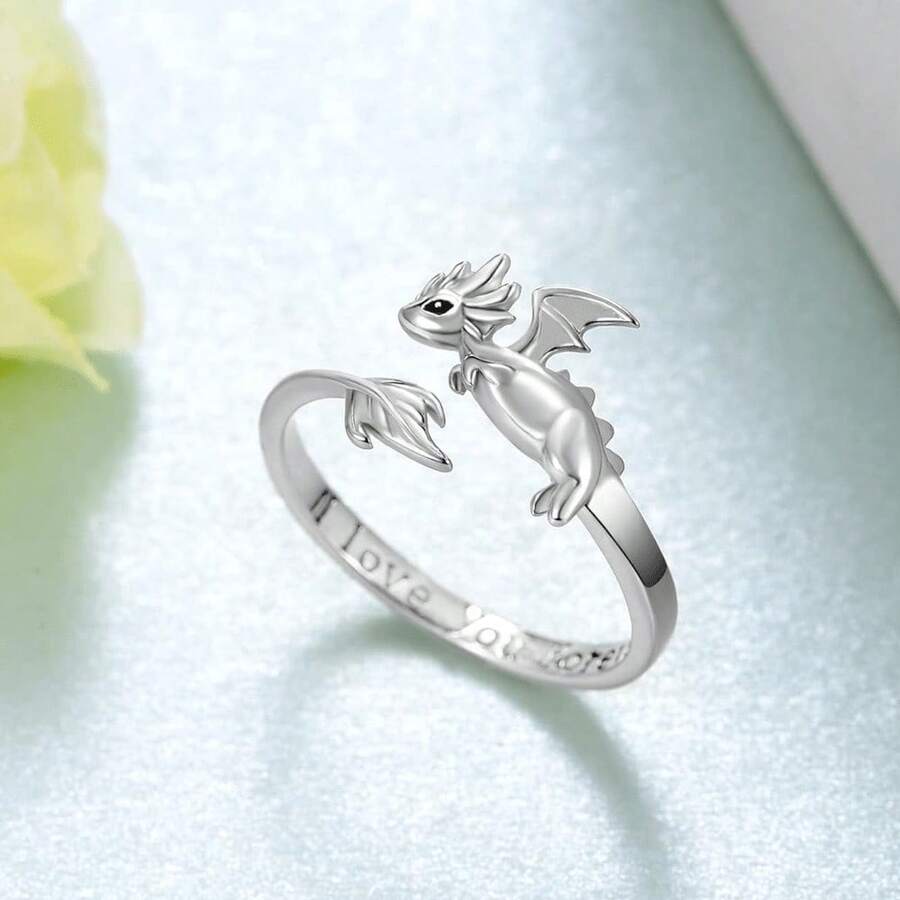 A Stylish And Elegant Dragon-Shaped Ring For A Loved One, Loved One Or Friend As A Gift. - 銀色 - 查看 1