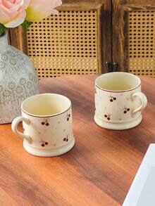 2 Stück/1 Stück Kirsch-Herz Tasse, minimalistisch elegante persönliche Kaffeetasse, Milchtasse, Nachmittagsteetasse, tägliche Wassertasse, Büro Latte Tasse, geeignet als Geschenk für Freunde, Familie und Paare, für den Innen- und Außenbereich verwendbar - Verschiedenfarbig - Übersicht 6