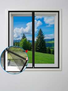 Black Zipper Window Screen Mesh, Easy Open Design, Hook & Loop Install, Keeps Mosquitoes & Bugs Out, Breathable Window Net For Everyday Home Use