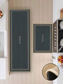 3.5mm Thick Soft Rubber Linen Kitchen Mat, Simple Solid Color Letter Style Kitchen Absorbent Rug, Edged Carpet To Prevent Peeling, Water-Absorbing And Easy To Clean Mat, Linen Surface, Foam Middle Layer, Rubber Bottom, Suitable For Kitchen Rugs, Home Decor, Bathroom, Entryway, Laundry Room, Hallway, Living Room And More - Multicolor - View 8