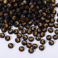 200/500/1000 piezas Cuentas con patrón de letras doradas sobre base negra de 4x7mm para hacer collares y joyería DIY - Fondo negro con letras doradas - Ver 73