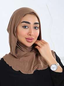 1 Peça Balaclava Feminina de Cor Sólida, Máscara de Esqui, Aquecedor de Pescoço, Faixa de Cabeça Elástica, Turbante, Respirável, Confortável, Elástica, Aba Larga, Absorvente de Suor, Antiderrapante, Multifuncional, Acessório Esportivo, Lenço de Moda Minimalista, Capuz e Faixa de Cabeça Combinando em Um - 2 em 1 - Visão 2