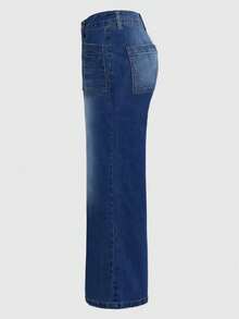 Wide Leg Stretch Jeans - Comfortable, Soft, And Breathable For Casual Wear Denim Womenswear - 藍色 - 查看 4