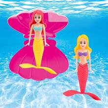 2/3pcs Girls Mermaid Pool Toy Set | Multi-Piece Party Favors | Rotating Mermaid Toy With Shell Storage Box | Summer Pool Party Gift Bag | Underwater And Bath Toys | Mermaid Birthday Party Essential | Suitable For Birthday, New Year, Valentine's Day, Easter, Children's Day, Back To School, Halloween, Thanksgiving And Christmas Gifts - Multicolor - View 5