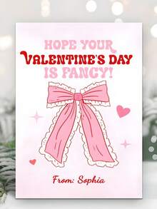 Customizable Valentine's Day Card With Envelope, Customizable Text Content, Designed With Ruffle Edges, Bow, And Heart Patterns, Suitable For Valentine's Day Cards, Elegant Romantic Messages, Gift Attachments (Includes Envelope) - Multicolor - View 6