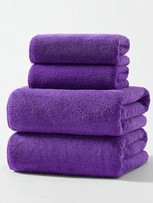 1pc/2pcs/4pcs Coral Fleece Solid Color Soft Absorbent Non-Shedding (Thin & Light) Convenient Unisex Home Daily Use Quick Dry Hair Towel, Face Towel, Bath Towel, Blanket, Nap Blanket, 34*75cm Towel 1pc Or 70*140cm Bath Towel 1pc Or 40*80cm Oversized Towel 1pc Or 90*170cm Oversized Bath Towel 1pc Bathroom Decor - Purple - View 12