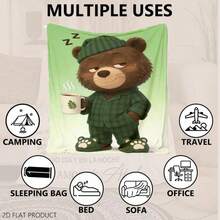 1pc Cute Cartoon Bear Pattern Blanket, Soft, Skin-Friendly, Warm, Comfortable Blanket For Home, Sofa, Bedroom, And Afternoon Nap. Adorable Design, Cozy Decorative Blanket, Suitable For All Seasons. Delicate Touch, Lint-Free, And Easy To Care For. - Multicolor 1 - View 3
