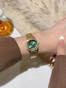 1件装女士简约休闲优雅复古中东风格手镯手表，复古金色 - 金色 - 查看 7