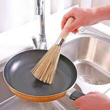 1pc Natural Bamboo Pot Brush, Bamboo Pot Scrubber, Kitchen Cleaning Brush, Household Pot & Dish Brush - Multicolor - View 1