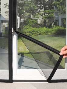 Black Zipper Window Screen Mesh, Easy Open Design, Hook & Loop Install, Keeps Mosquitoes & Bugs Out, Breathable Window Net For Everyday Home Use