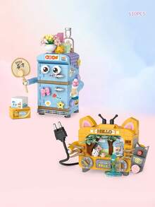 LOZ Mini Bauklötze Spielzeug Sets: Waschmaschine, Fernseher, Brotbackautomat, Wasserkocher, Ventilator, süße Cartoon Kühlschrank Modelle, geeignet für Heimdekoration, Weihnachts-/Geburtstagsgeschenke - Verschiedenfarbig - Übersicht 7