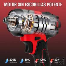 Llave De Impacto Pistola Taladro Inalambrico Sin Escobillas Rojo - Tipo de Enchufe A USA (110-127V) - Ver 7