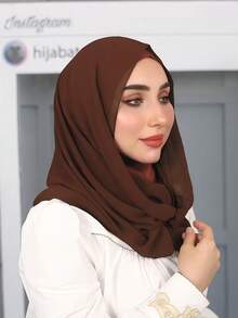 1 Peça Hijab Muçulmano Instantâneo Versátil de Cor Sólida para Mulheres, Estilo Pullover para Uso Rápido e Fácil, Minimalista Casual Elegante Clássico Versátil, Lenço de Chiffon com Touca Integrada, Tecido de Chiffon Macio, Material Confortável e Respirável, Adequado para Uso Diário - hijab instantâneo - Visão 16