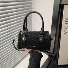 新款复古豹纹小手提包，时尚托特包、单肩包、斜挎包、波士顿枕形包 - 彩色 - 查看 14